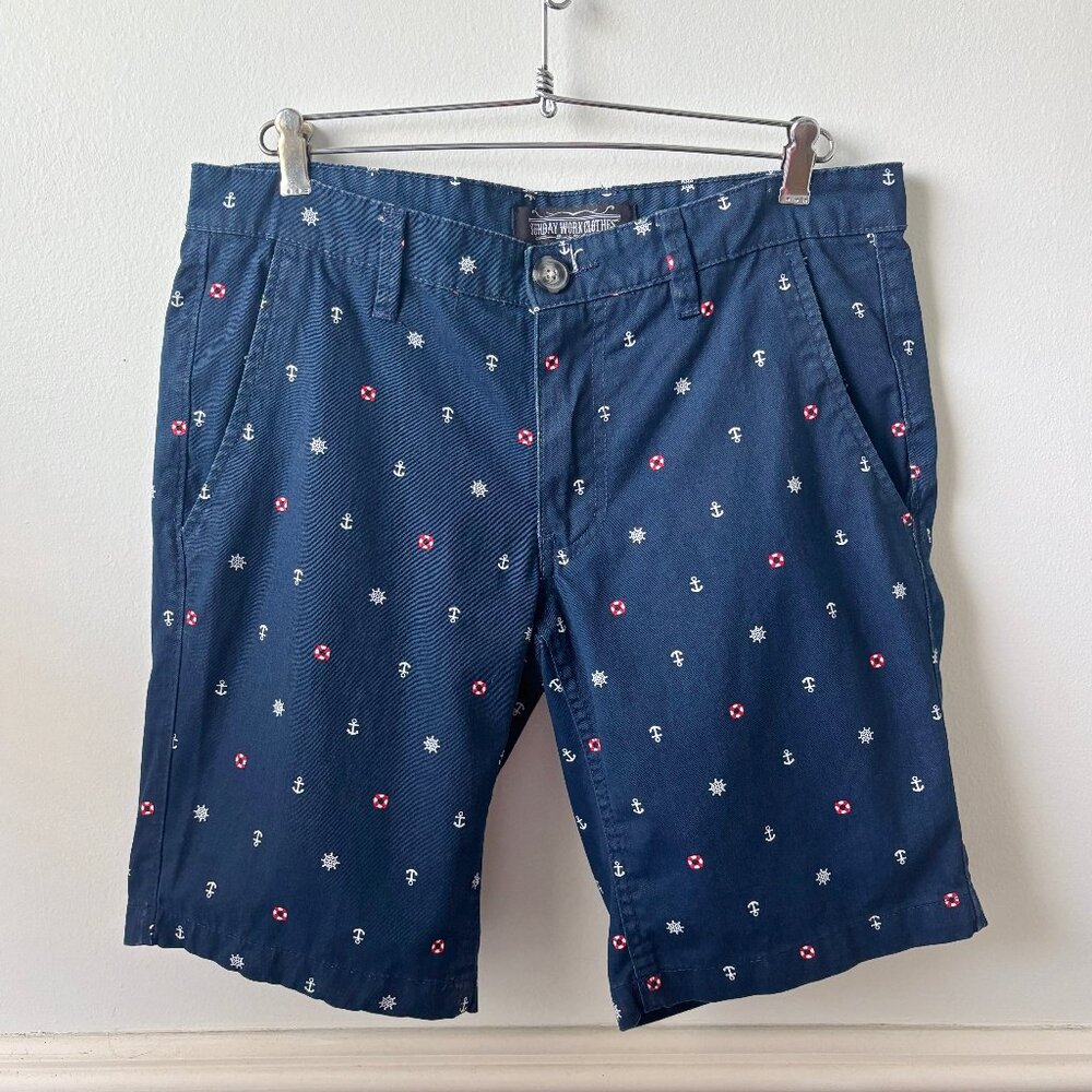 Mens 4th of July Shorts Nautical Anchor Red White Blue Sunday Works Clothes 29